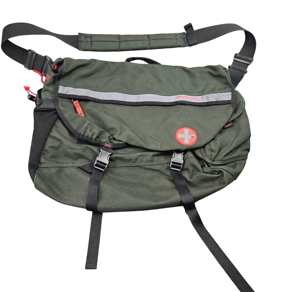 Abercrombie Messenger Bag Green Nylon Flap Buckle Utility Crossbody Techwear Y2K